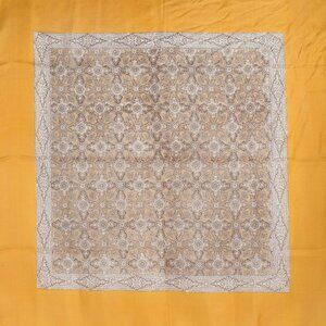 Vintage Liberty of London Mustard and Cream Silk Scarf - Intricate Print